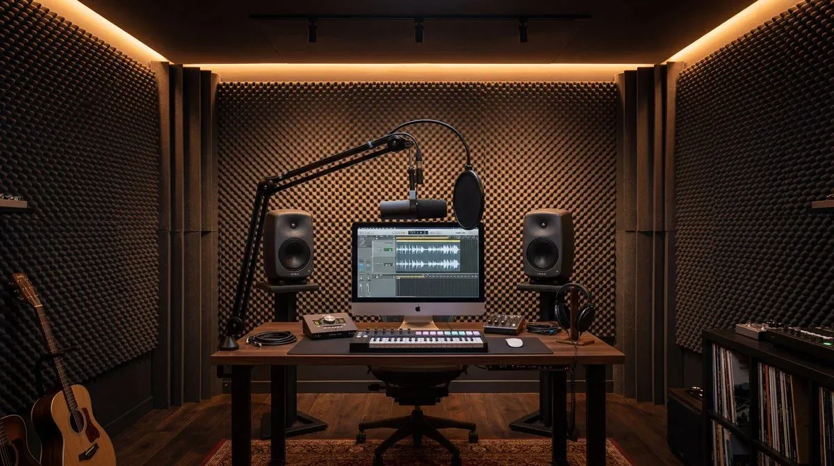 Foam akustik terpasang di studio — contoh instalasi peredam suara